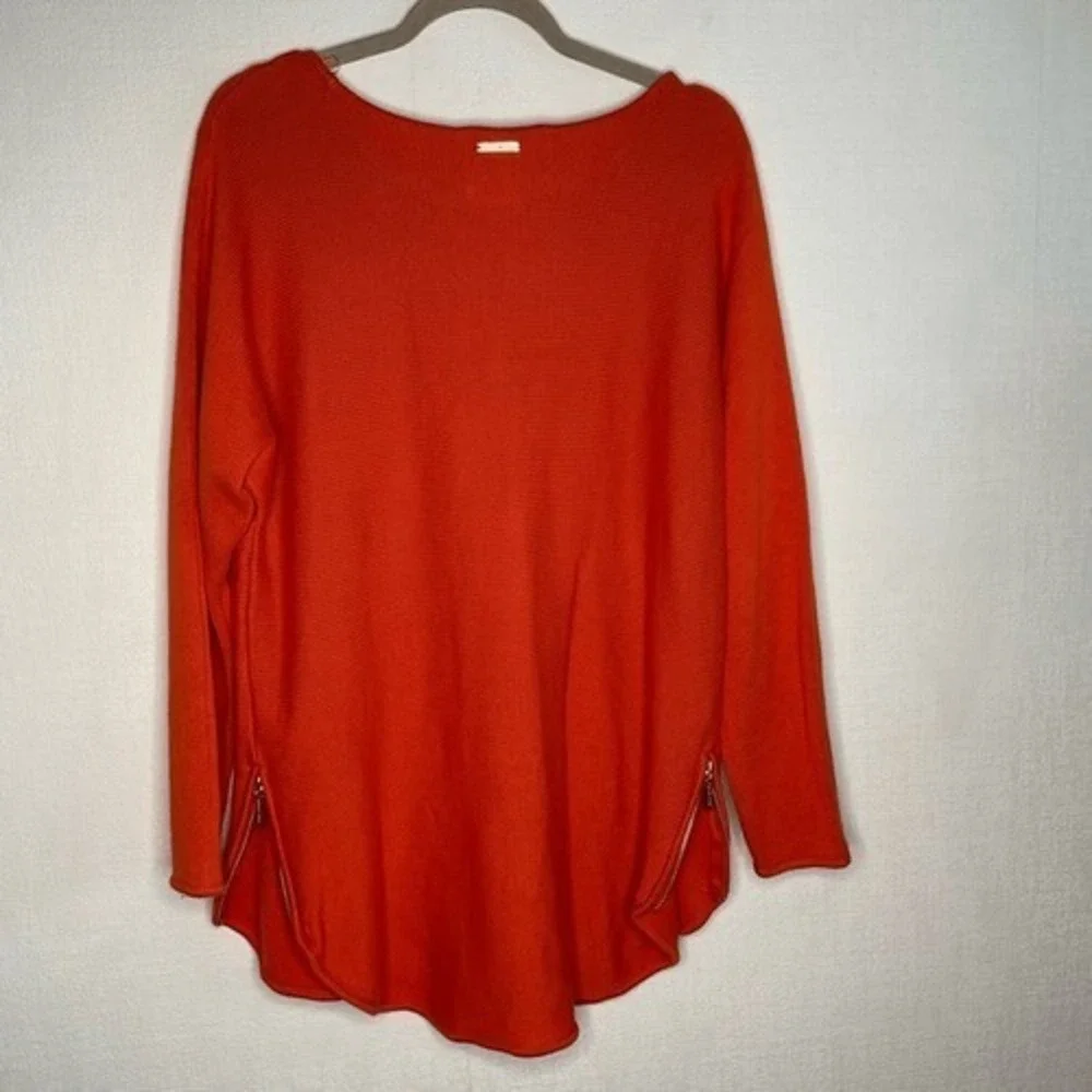 Michael Kors Orange Long Sleeve Zip Slits CrewNeck Sweater Tunic Women‎ L China